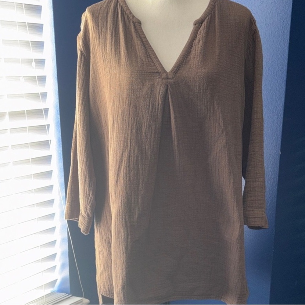 Elegant Brown V-Neck Tunic for Women